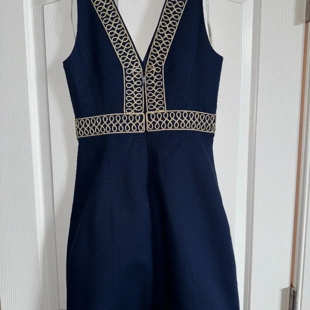 NEW WITH TAGS- Lilly Pulitzer Aveline Shift True Navy Dress Size 0 - Picture 3 of 7